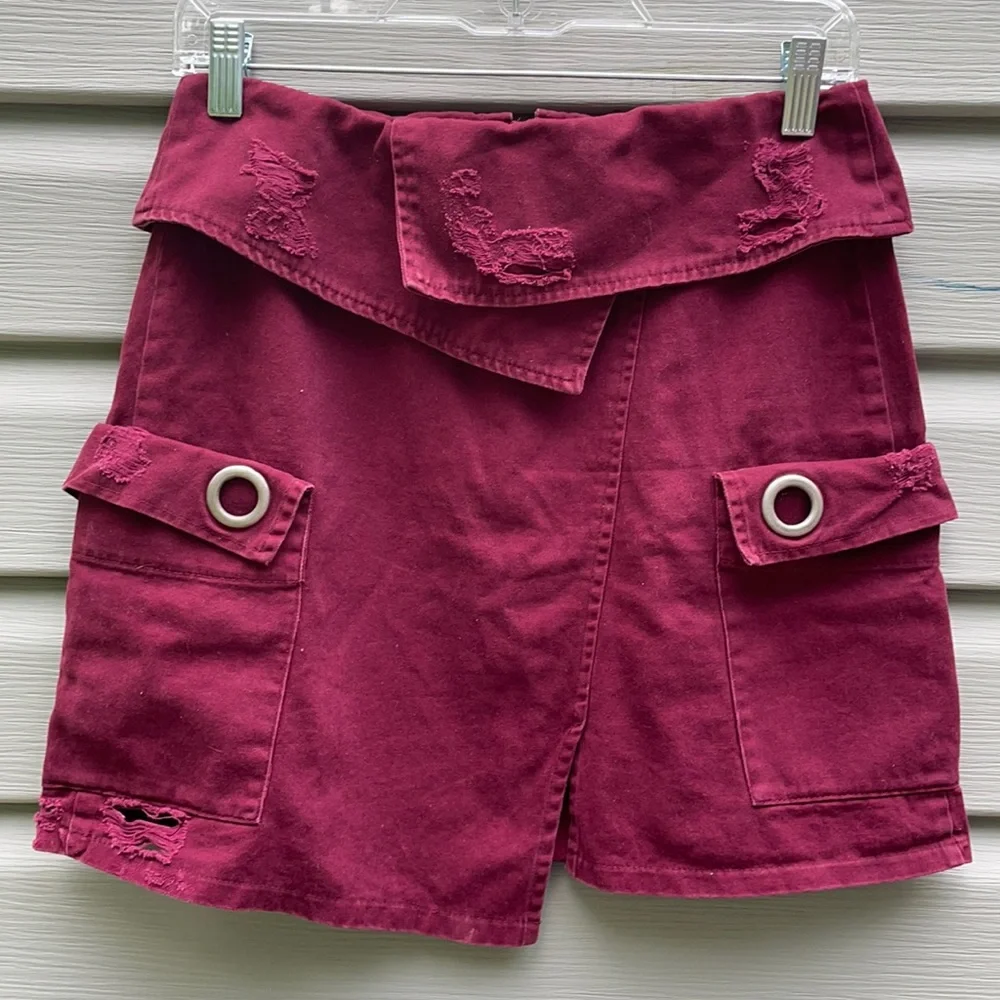 Carmar Burgundy Asymmetric Cargo Skirt